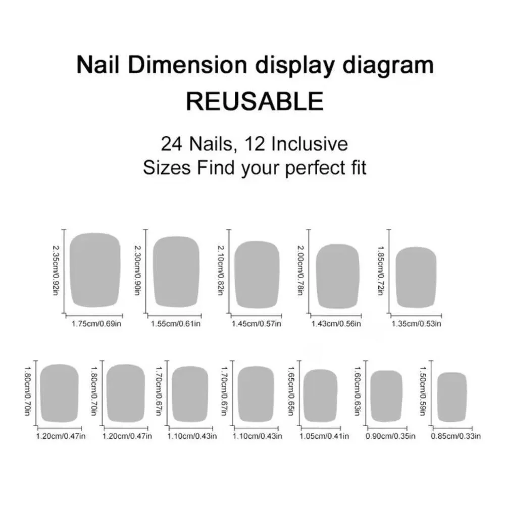 NWT 24pc White Chrome Press On Nails Glazed Donut Pearlescent Square
